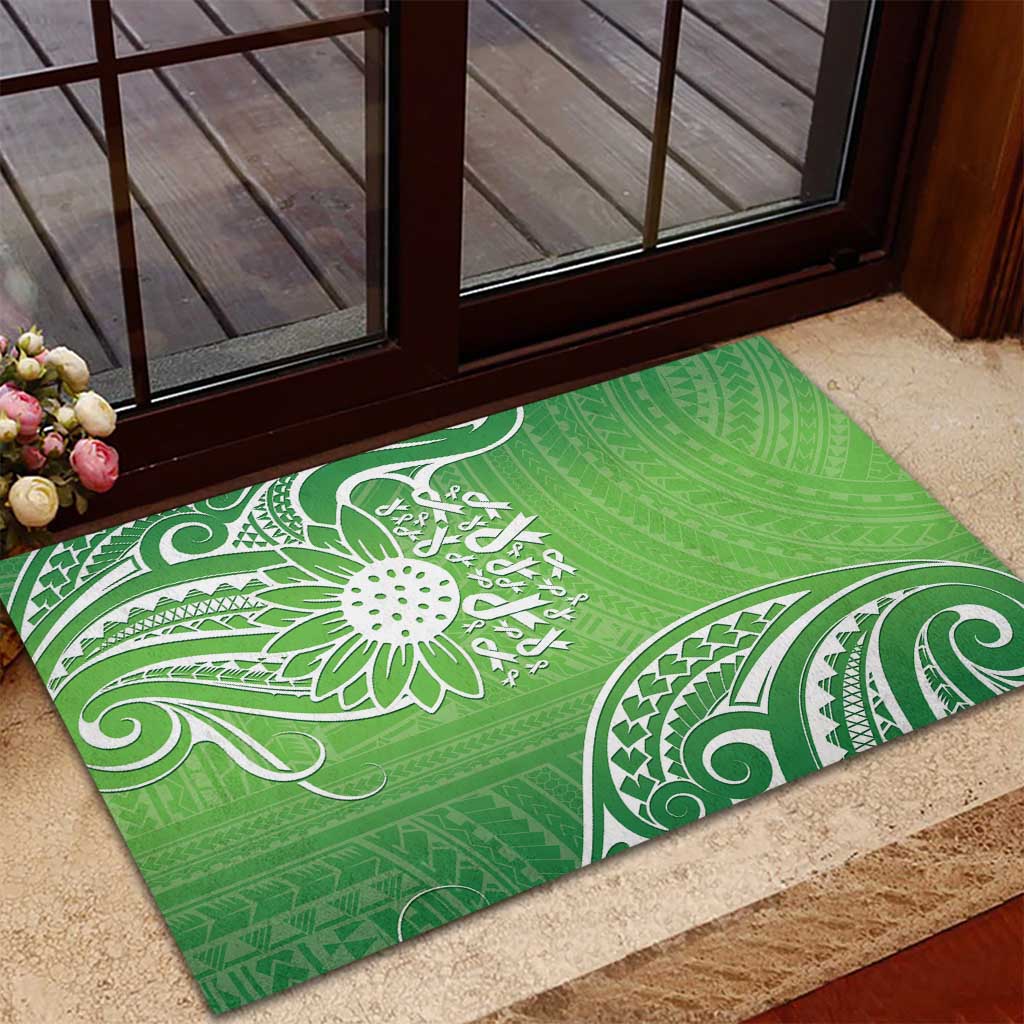 Polynesia Depression Awareness Rubber Doormat Sunflower Green Ribbons Polynesian Tattoo