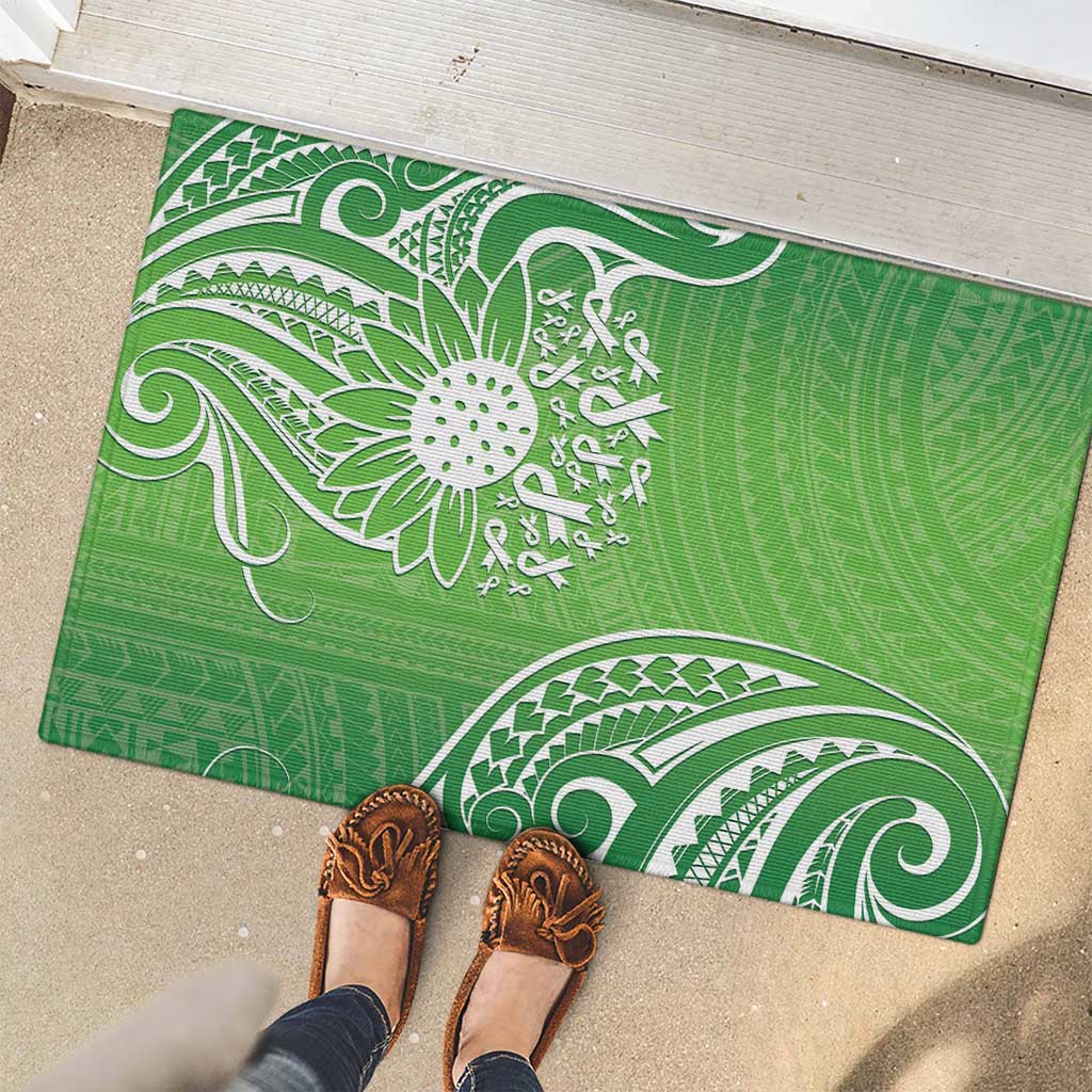 Polynesia Depression Awareness Rubber Doormat Sunflower Green Ribbons Polynesian Tattoo