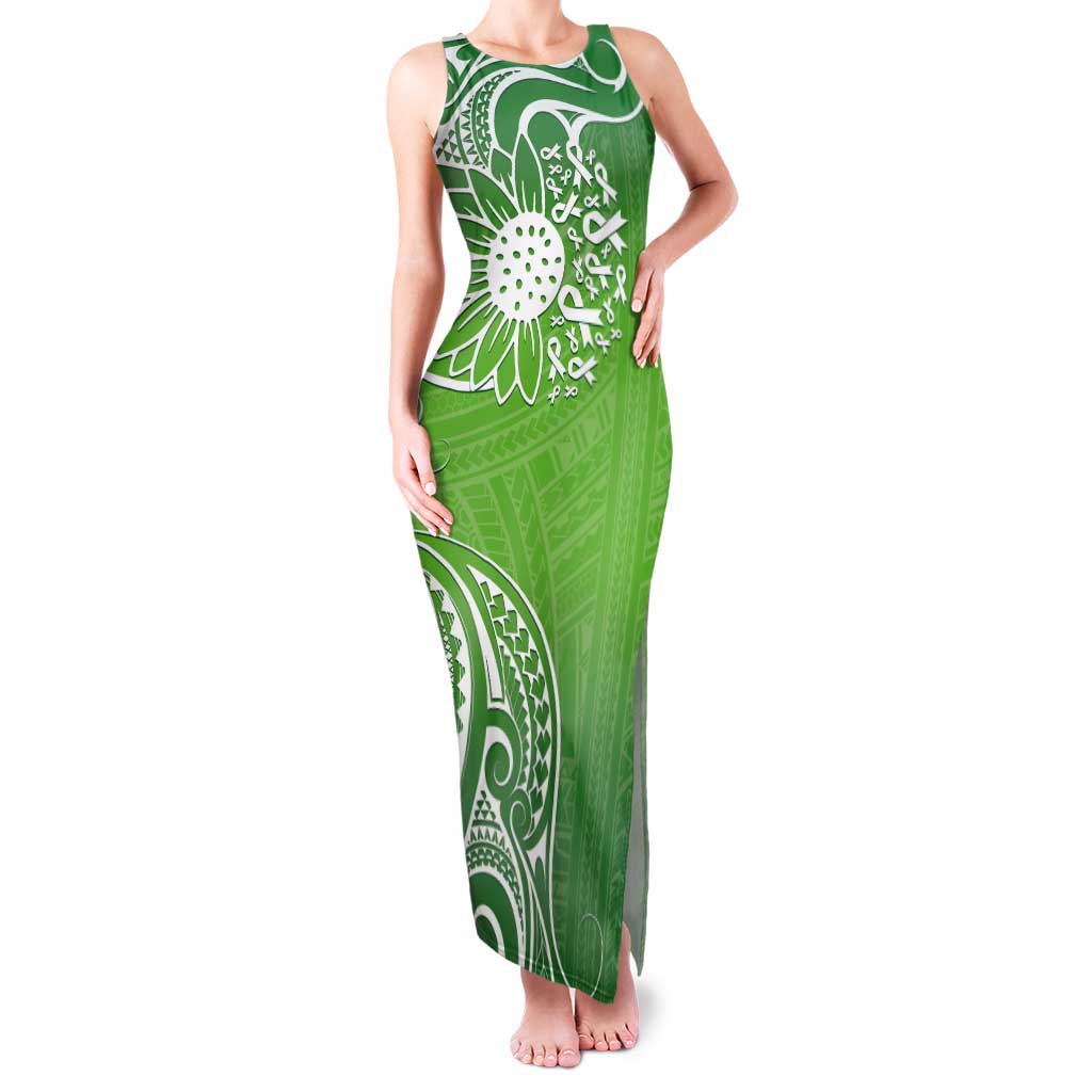 Polynesia Depression Awareness Tank Maxi Dress Sunflower Green Ribbons Polynesian Tattoo