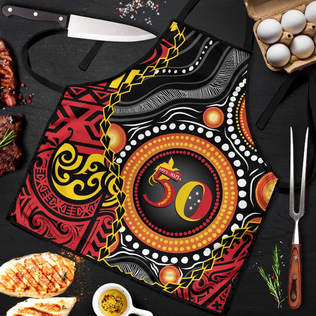 Celebrating 50 Years Papua New Guinea Apron Aboriginal Mix Papuan Pattern - Polynesian Pride