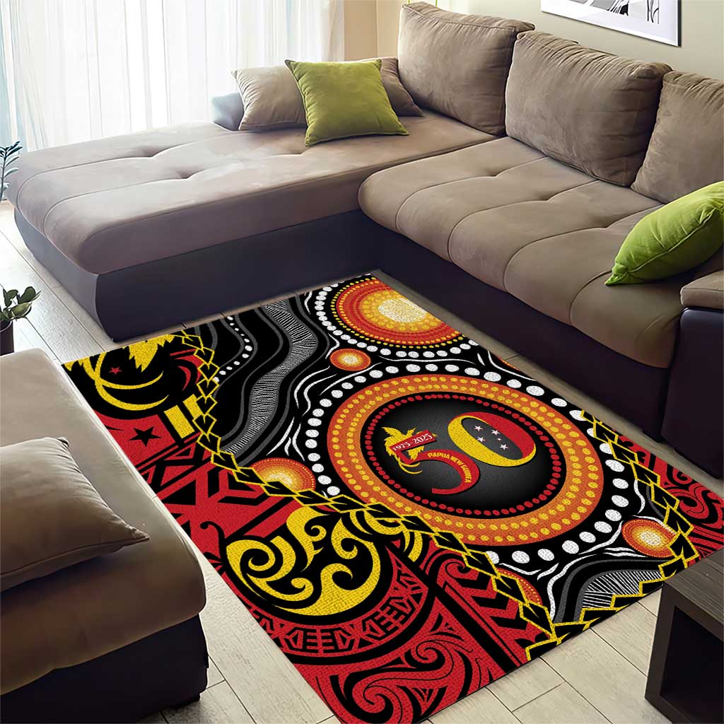 Celebrating 50 Years Papua New Guinea Area Rug Aboriginal Mix Papuan Pattern - Polynesian Pride