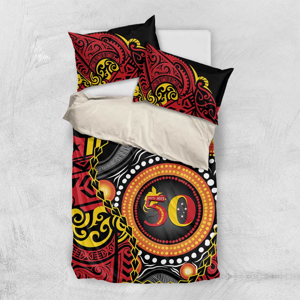 Celebrating 50 Years Papua New Guinea Bedding Set Aboriginal Mix Papuan Pattern - Polynesian Pride