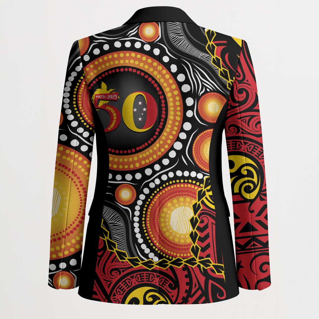 Celebrating 50 Years Papua New Guinea Blazer Aboriginal Mix Papuan Pattern - Polynesian Pride