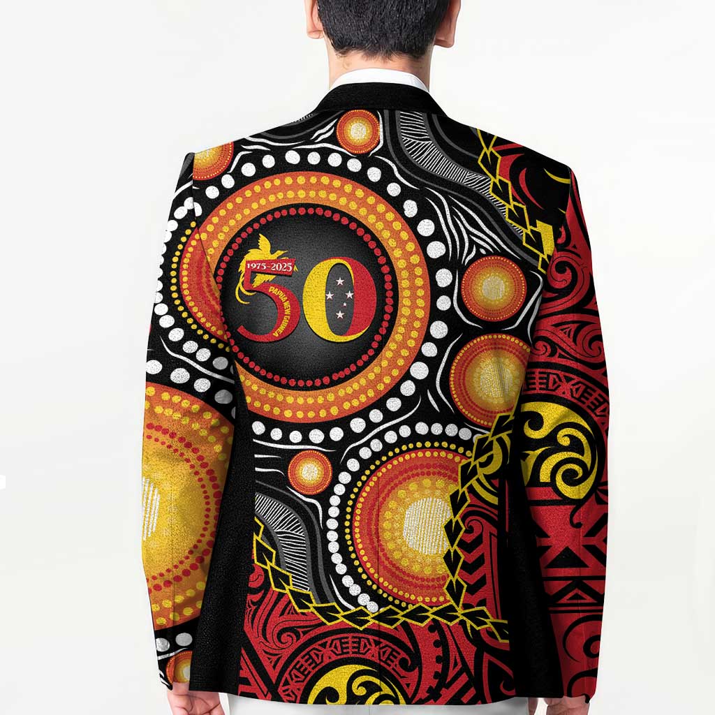 Celebrating 50 Years Papua New Guinea Blazer Aboriginal Mix Papuan Pattern - Polynesian Pride