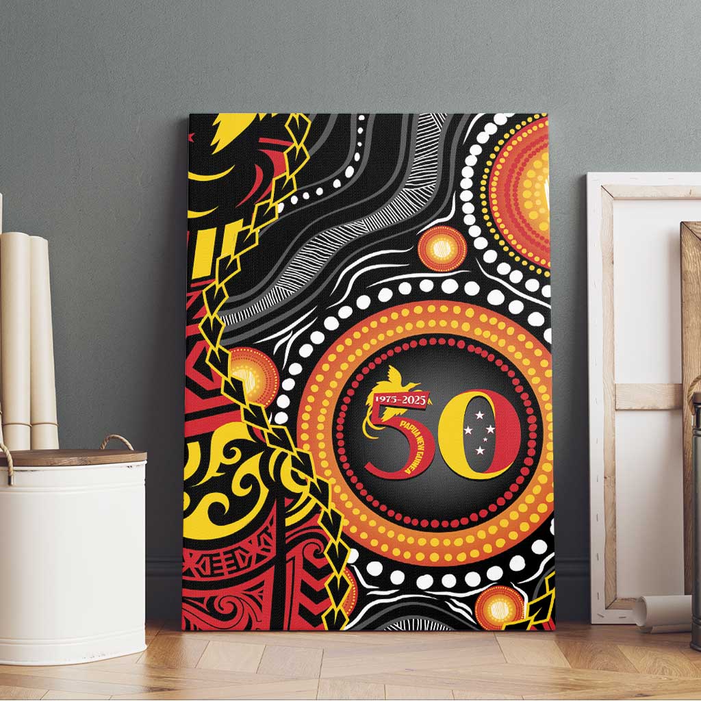 Celebrating 50 Years Papua New Guinea Canvas Wall Art Aboriginal Mix Papuan Pattern - Polynesian Pride