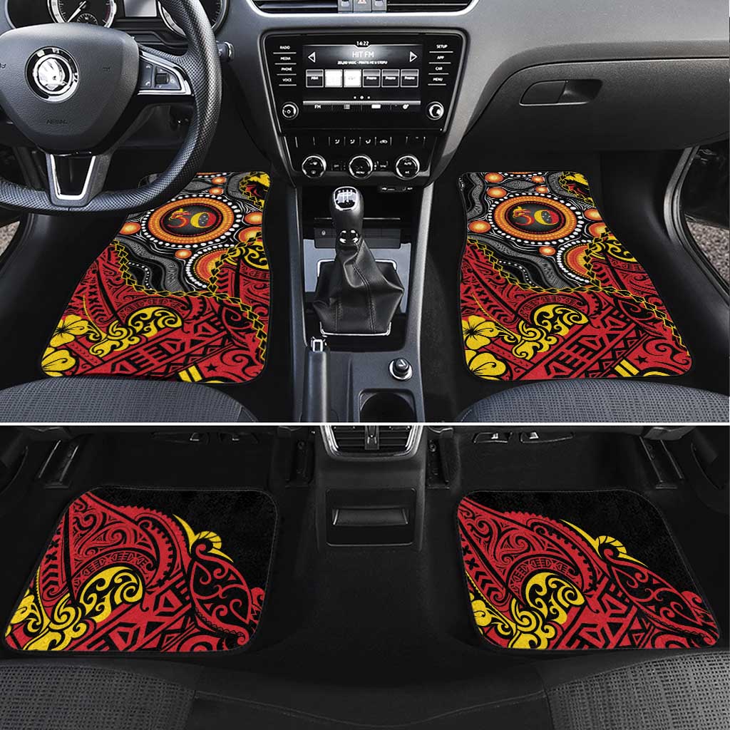 Celebrating 50 Years Papua New Guinea Car Mats Aboriginal Mix Papuan Pattern - Polynesian Pride