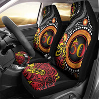Celebrating 50 Years Papua New Guinea Car Seat Cover Aboriginal Mix Papuan Pattern LT14 - Polynesian Pride