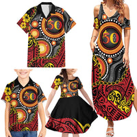 Celebrating 50 Years Papua New Guinea Family Matching Summer Maxi Dress and Hawaiian Shirt Aboriginal Mix Papuan Pattern - Polynesian Pride