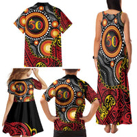 Celebrating 50 Years Papua New Guinea Family Matching Tank Maxi Dress and Hawaiian Shirt Aboriginal Mix Papuan Pattern - Polynesian Pride