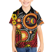 Celebrating 50 Years Papua New Guinea Hawaiian Shirt Aboriginal Mix Papuan Pattern - Polynesian Pride