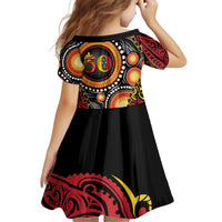 Celebrating 50 Years Papua New Guinea Kid Short Sleeve Dress Aboriginal Mix Papuan Pattern LT14 - Polynesian Pride