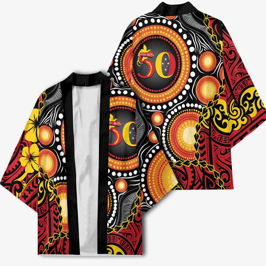 Celebrating 50 Years Papua New Guinea Kimono Aboriginal Mix Papuan Pattern - Polynesian Pride