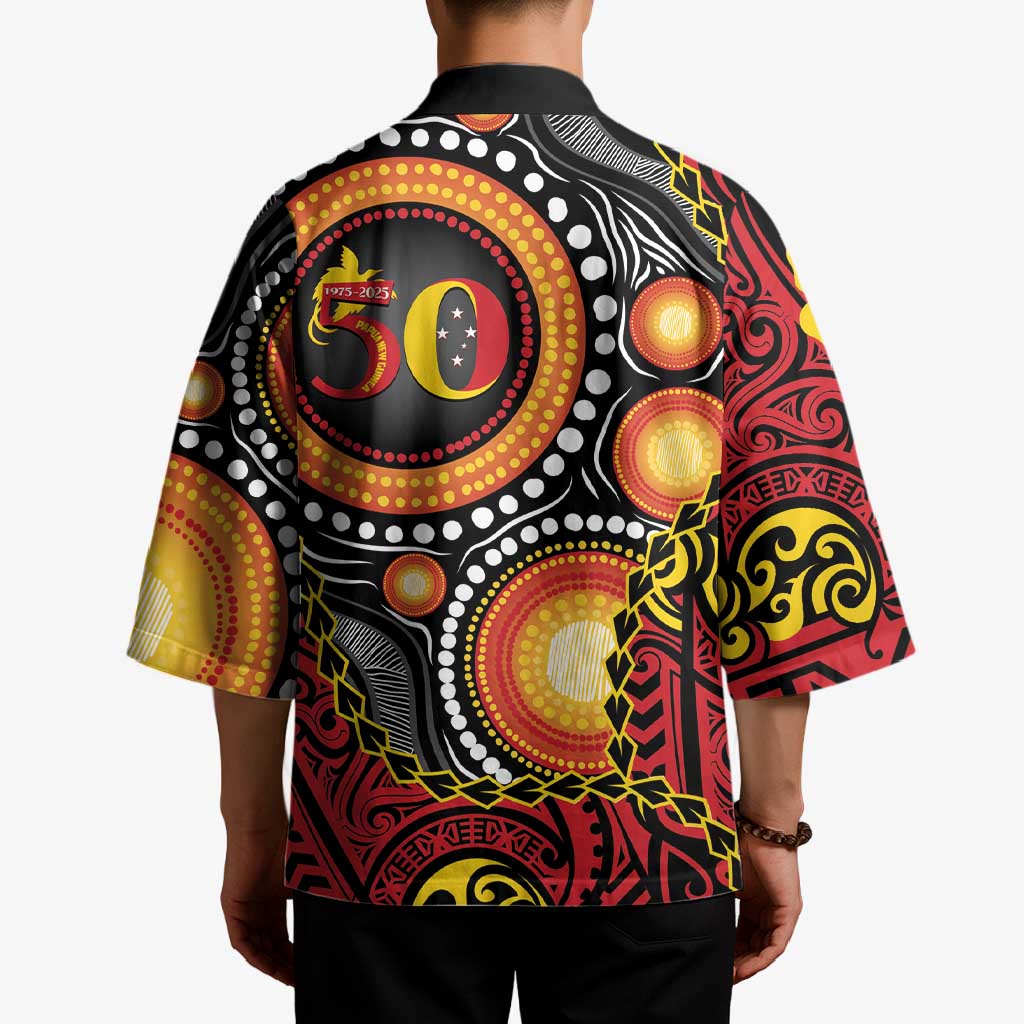 Celebrating 50 Years Papua New Guinea Kimono Aboriginal Mix Papuan Pattern - Polynesian Pride