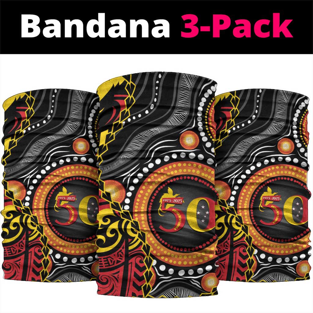 Celebrating 50 Years Papua New Guinea Neck Gaiter Aboriginal Mix Papuan Pattern - Polynesian Pride
