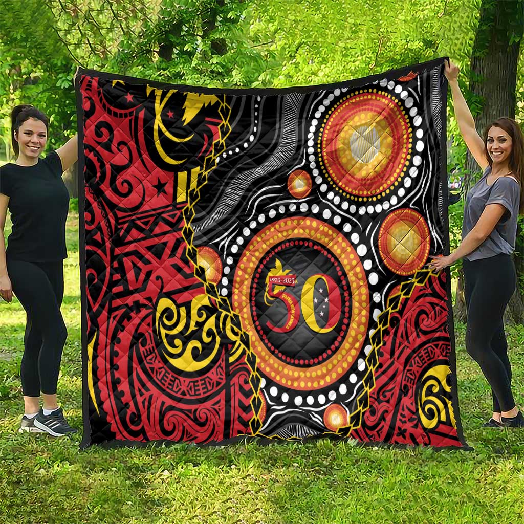 Celebrating 50 Years Papua New Guinea Quilt Aboriginal Mix Papuan Pattern - Polynesian Pride