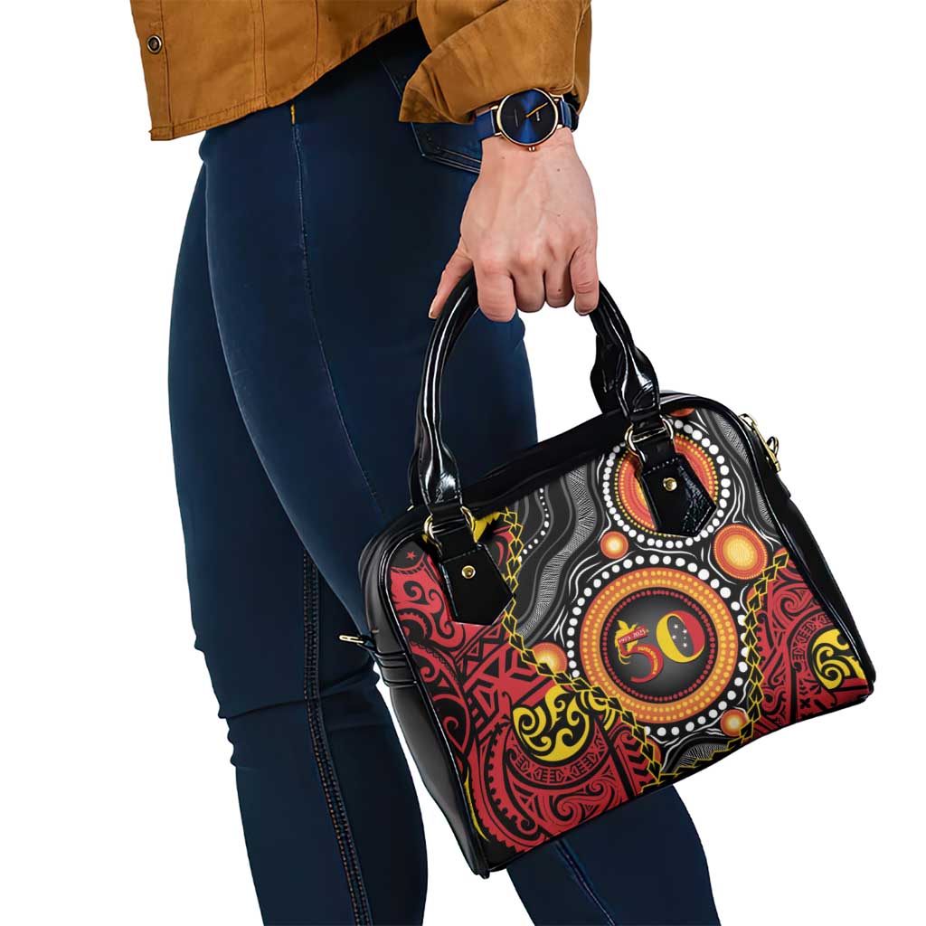 Celebrating 50 Years Papua New Guinea Shoulder Handbag Aboriginal Mix Papuan Pattern - Polynesian Pride