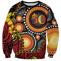 Celebrating 50 Years Papua New Guinea Sweatshirt Aboriginal Mix Papuan Pattern - Polynesian Pride