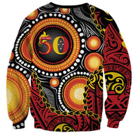 Celebrating 50 Years Papua New Guinea Sweatshirt Aboriginal Mix Papuan Pattern - Polynesian Pride