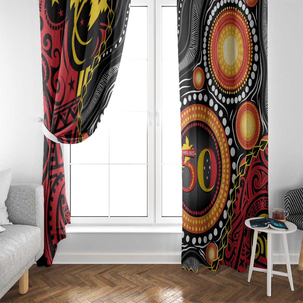 Celebrating 50 Years Papua New Guinea Window Curtain Aboriginal Mix Papuan Pattern - Polynesian Pride