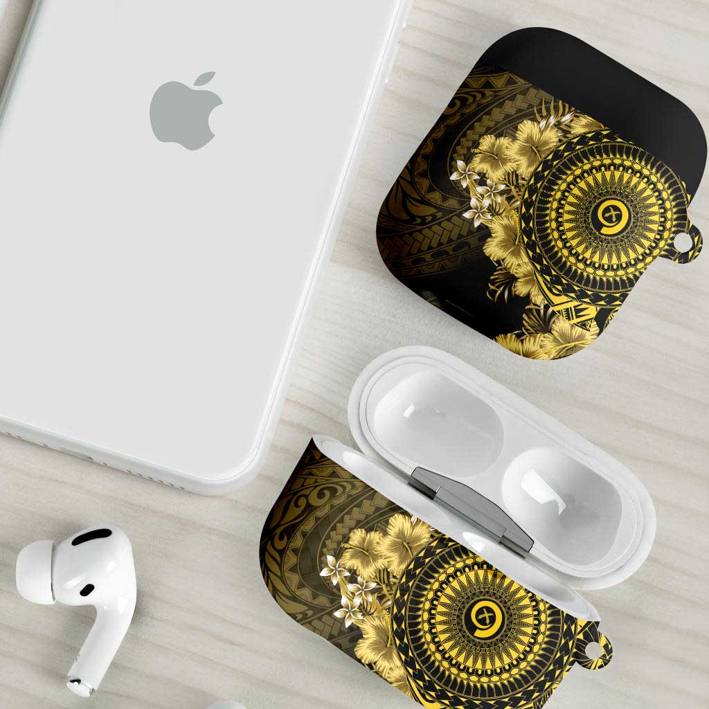Vanuatu AirPods Case Hibisus Polynesian Pattern Gold - Polynesian Pride