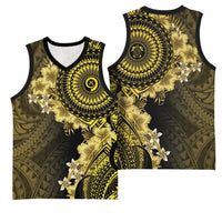 Vanuatu Basketball Jersey Hibisus Polynesian Pattern Gold - Polynesian Pride