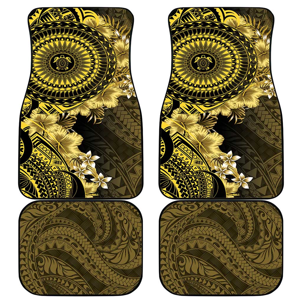 Vanuatu Car Mats Hibisus Polynesian Pattern Gold - Polynesian Pride