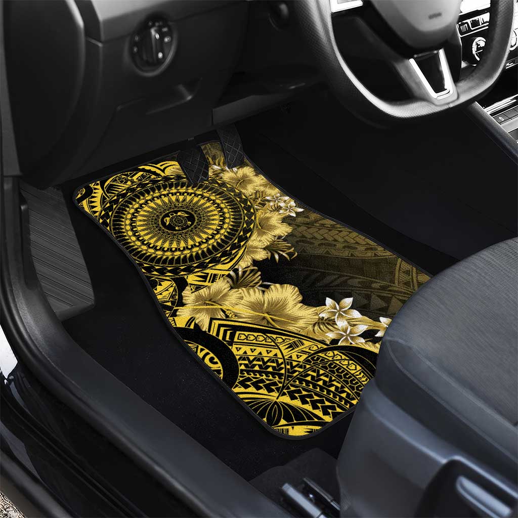 Vanuatu Car Mats Hibisus Polynesian Pattern Gold - Polynesian Pride