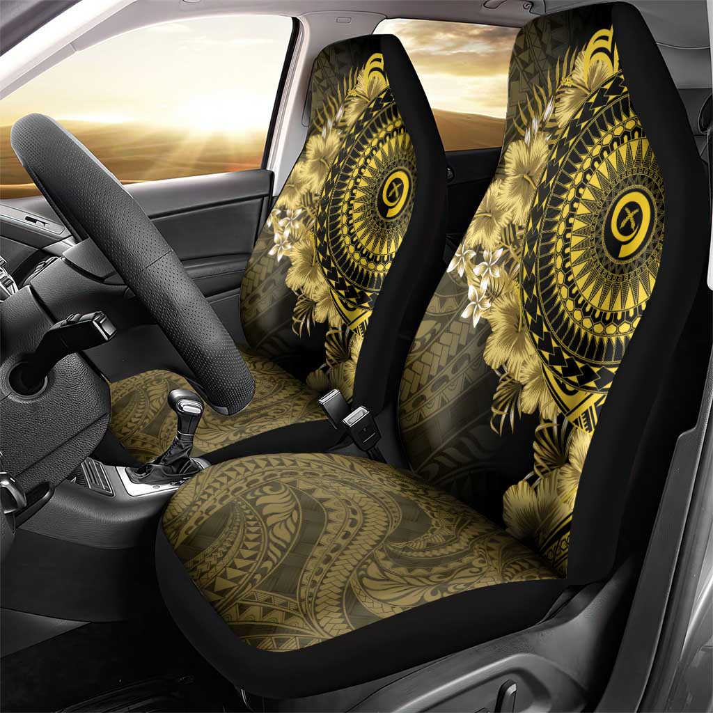 Vanuatu Car Seat Cover Hibisus Polynesian Pattern Gold - Polynesian Pride