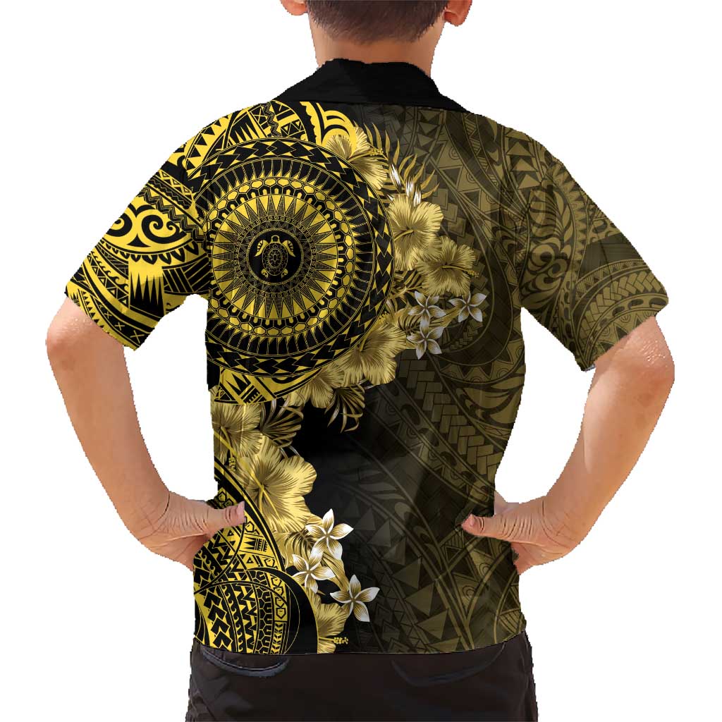 Vanuatu Hawaiian Shirt Hibisus Polynesian Pattern Gold - Polynesian Pride