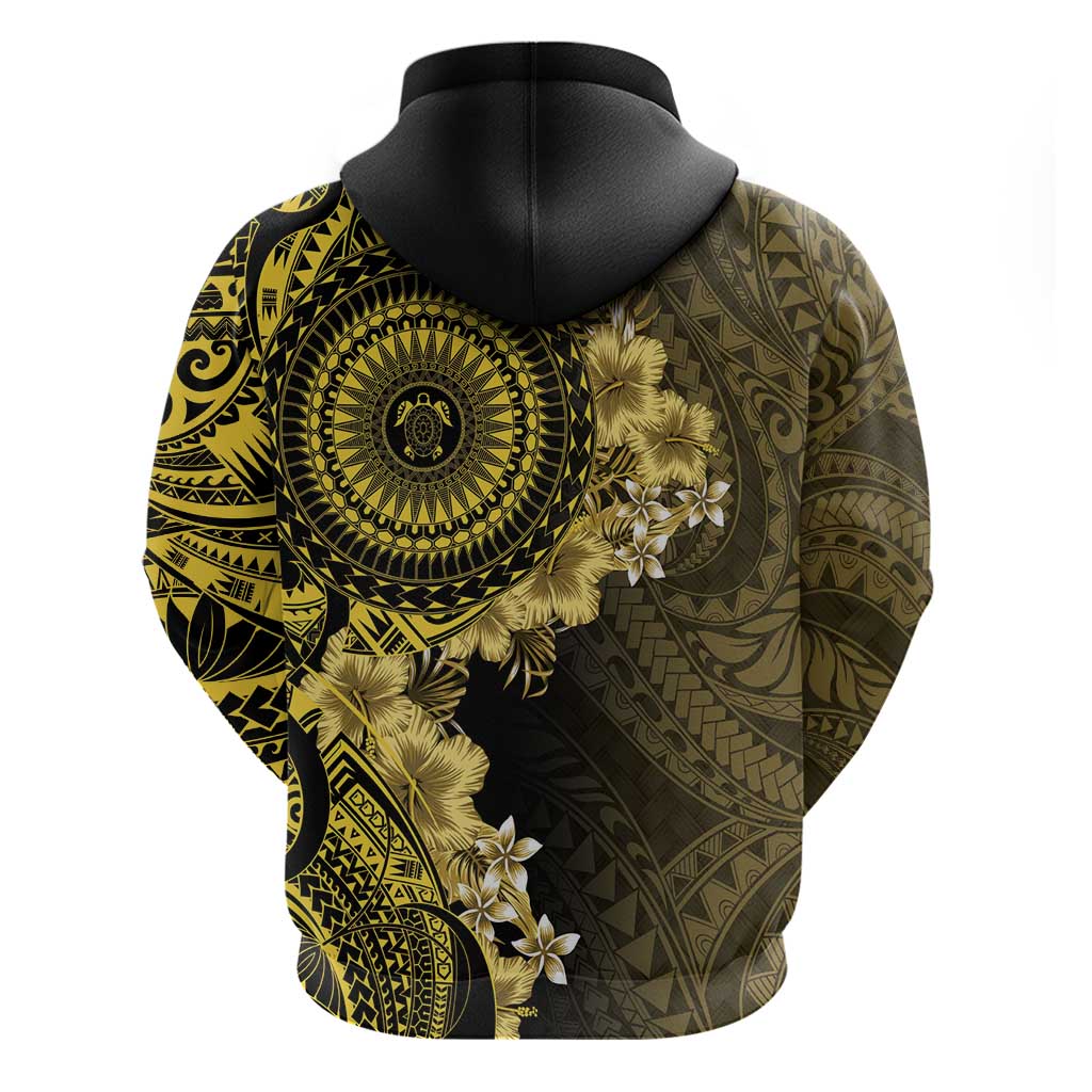 Vanuatu Hoodie Hibisus Polynesian Pattern Gold - Polynesian Pride