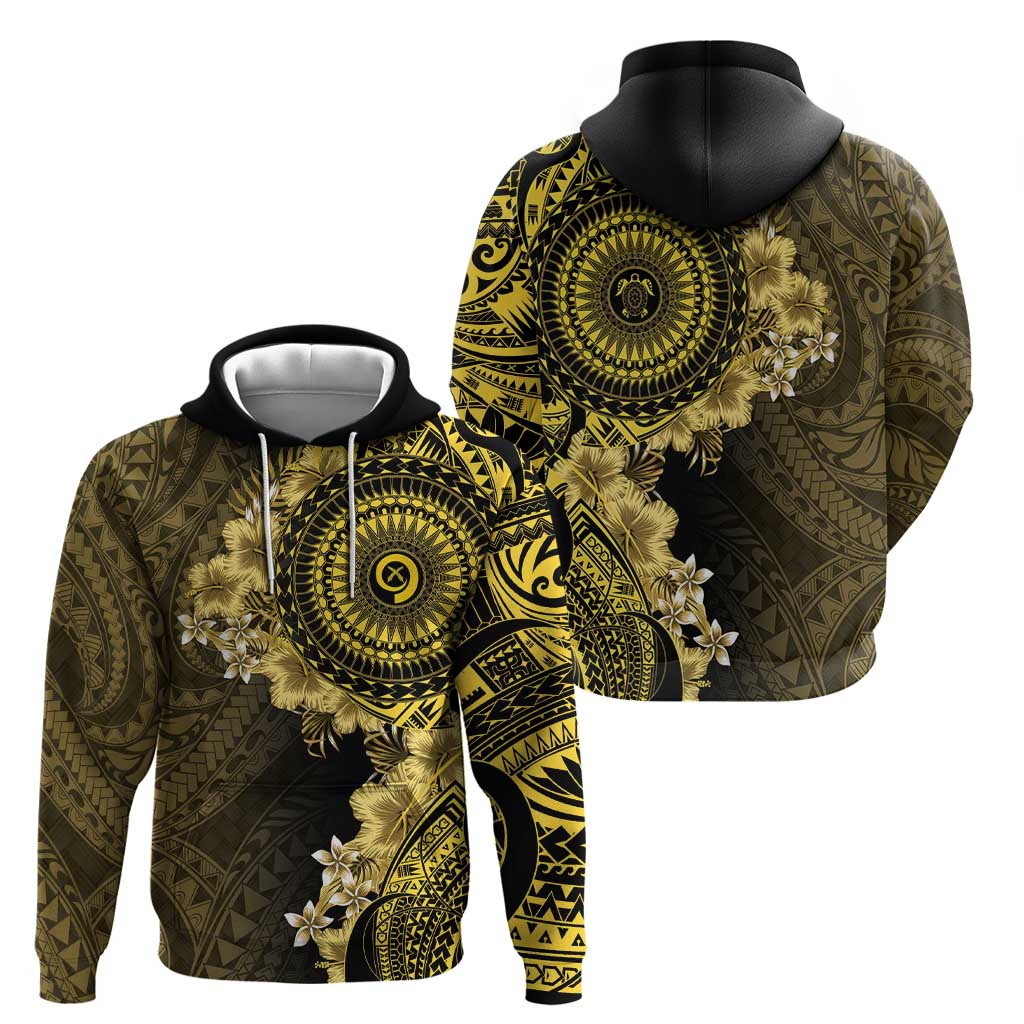 Vanuatu Hoodie Hibisus Polynesian Pattern Gold - Polynesian Pride