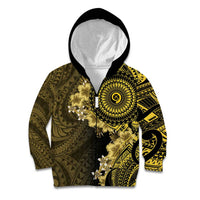 Vanuatu Kid Hoodie Hibisus Polynesian Pattern Gold - Polynesian Pride