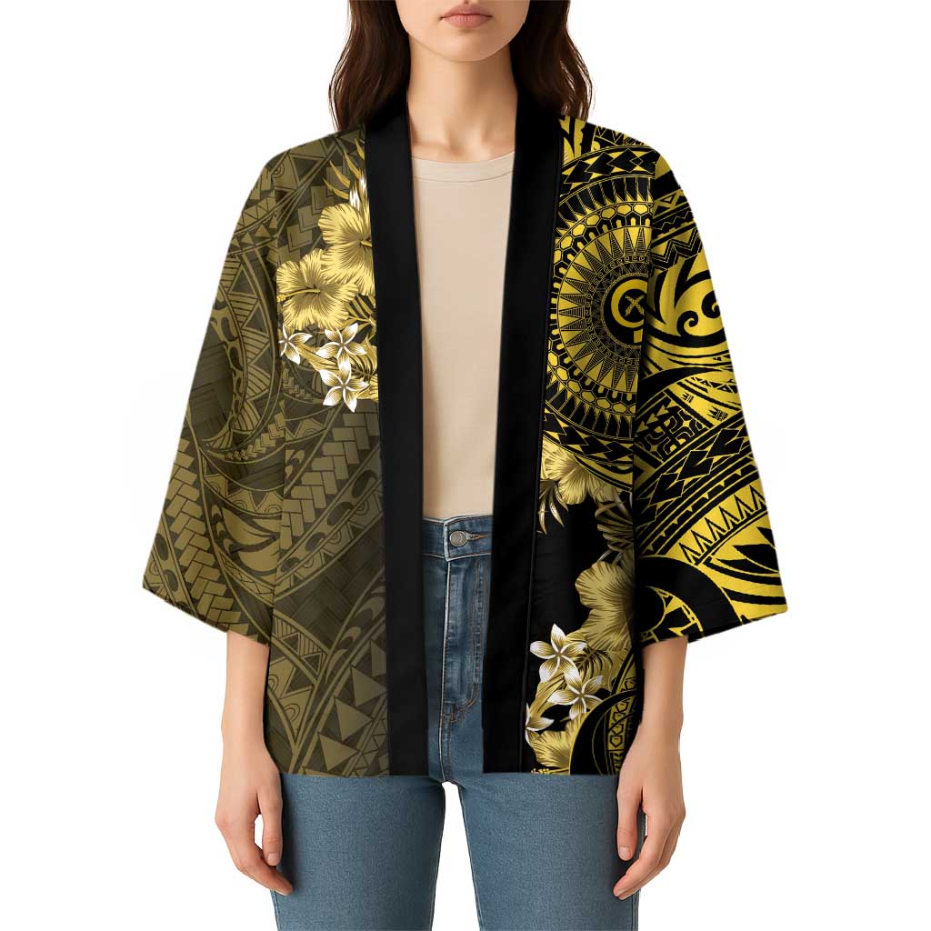 Vanuatu Kimono Hibisus Polynesian Pattern Gold - Polynesian Pride