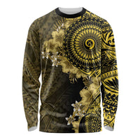 Vanuatu Long Sleeve Shirt Hibisus Polynesian Pattern Gold - Polynesian Pride