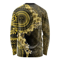 Vanuatu Long Sleeve Shirt Hibisus Polynesian Pattern Gold - Polynesian Pride