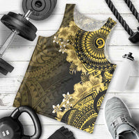Vanuatu Men Tank Top Hibisus Polynesian Pattern Gold - Polynesian Pride
