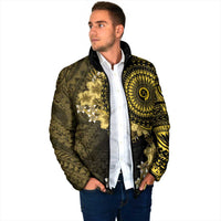 Vanuatu Padded Jacket Hibisus Polynesian Pattern Gold - Polynesian Pride