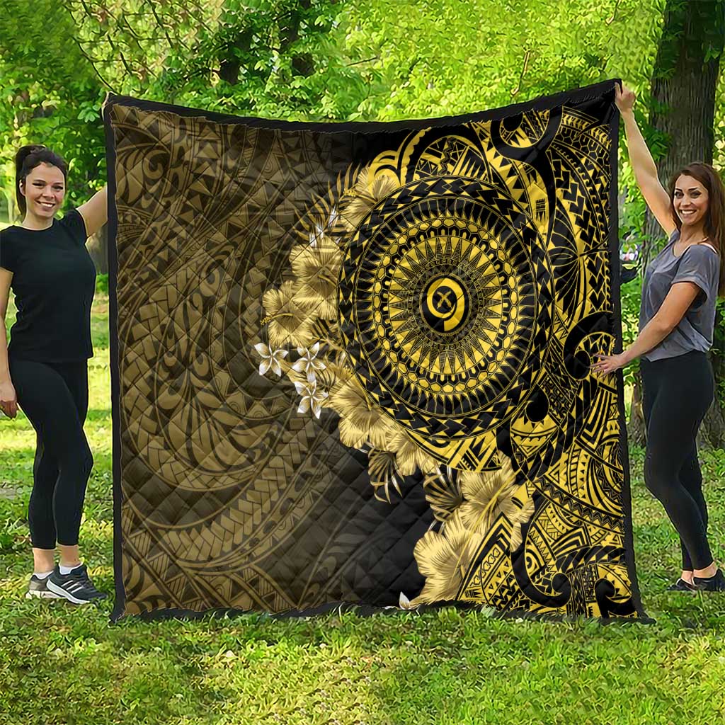 Vanuatu Quilt Hibisus Polynesian Pattern Gold - Polynesian Pride