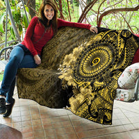 Vanuatu Quilt Hibisus Polynesian Pattern Gold - Polynesian Pride