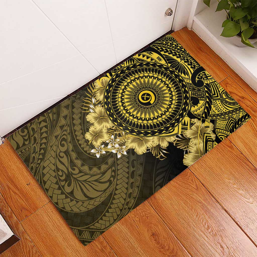 Vanuatu Rubber Doormat Hibisus Polynesian Pattern Gold - Polynesian Pride
