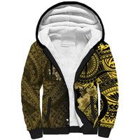 Vanuatu Sherpa Hoodie Hibisus Polynesian Pattern Gold - Polynesian Pride