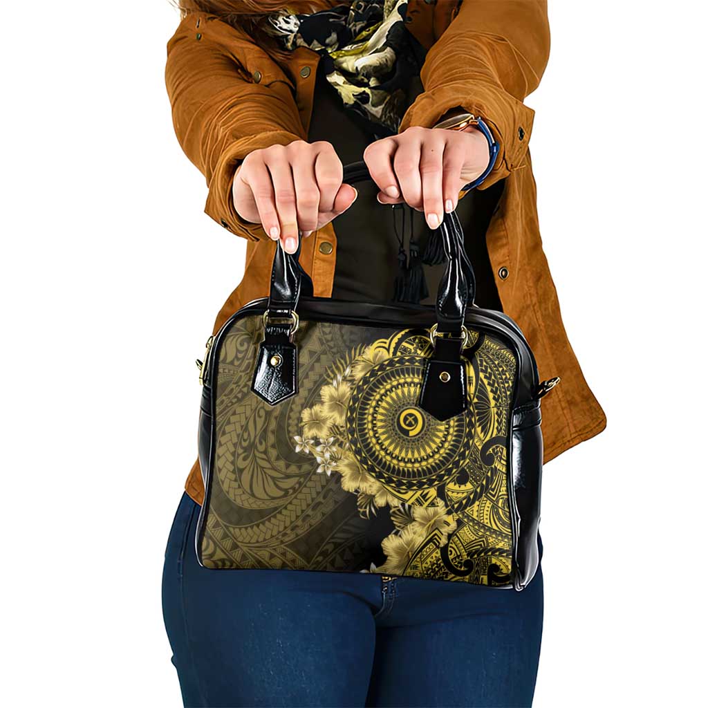 Vanuatu Shoulder Handbag Hibisus Polynesian Pattern Gold - Polynesian Pride
