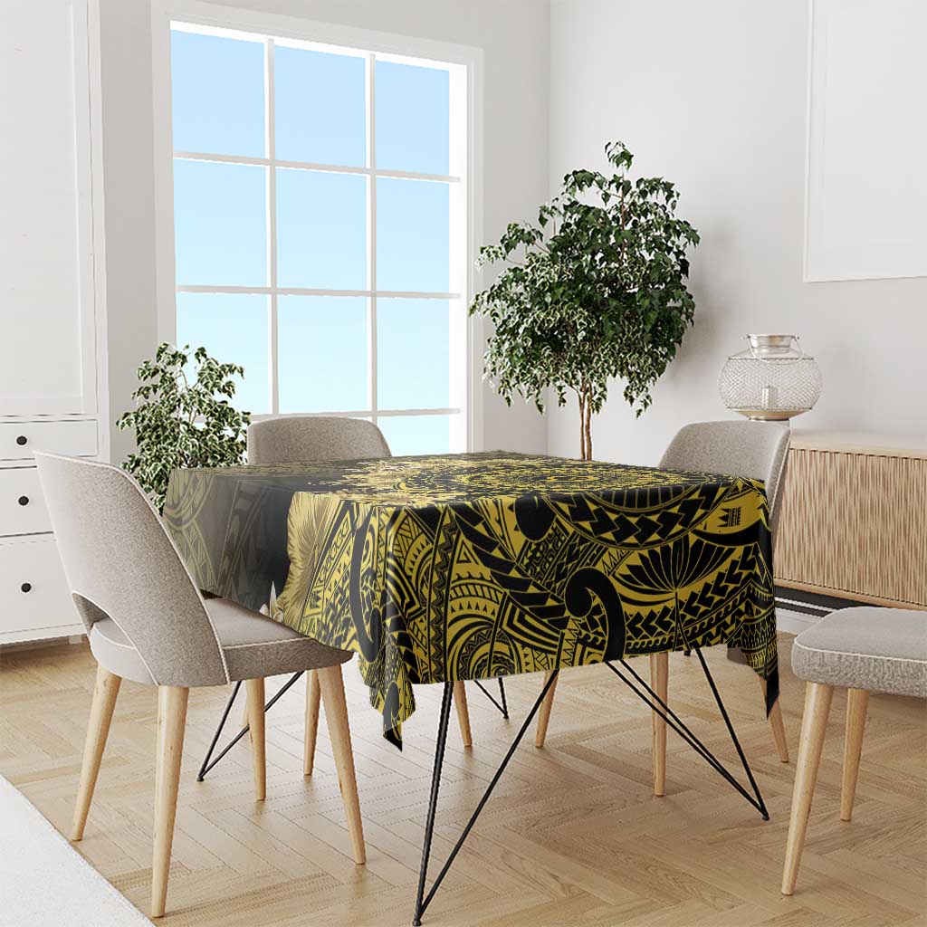 Vanuatu Tablecloth Hibisus Polynesian Pattern Gold - Polynesian Pride