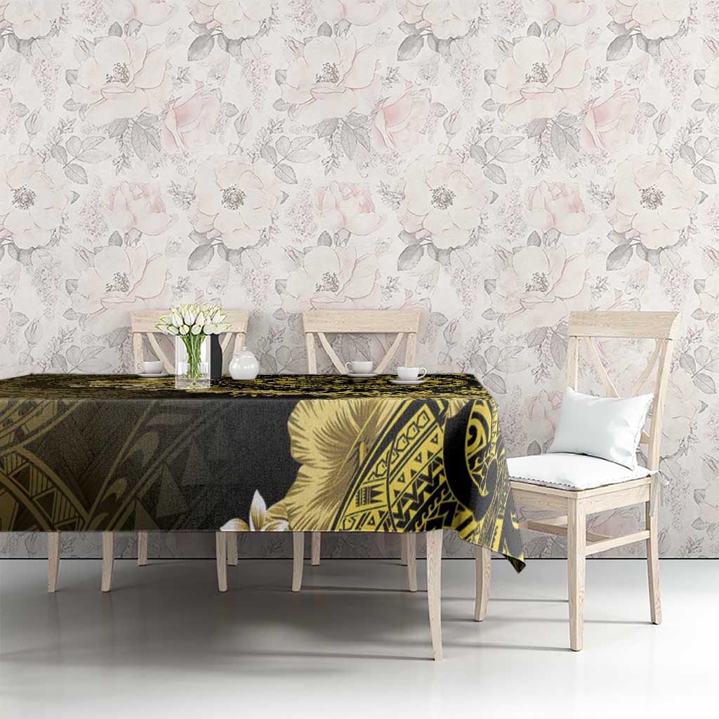 Vanuatu Tablecloth Hibisus Polynesian Pattern Gold - Polynesian Pride
