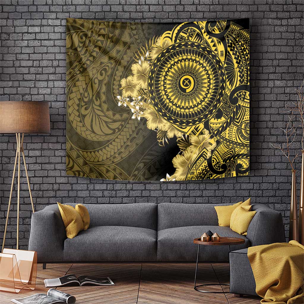 Vanuatu Tapestry Hibisus Polynesian Pattern Gold - Polynesian Pride
