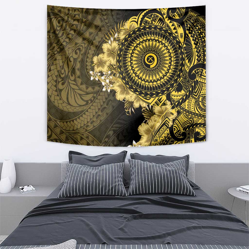 Vanuatu Tapestry Hibisus Polynesian Pattern Gold - Polynesian Pride