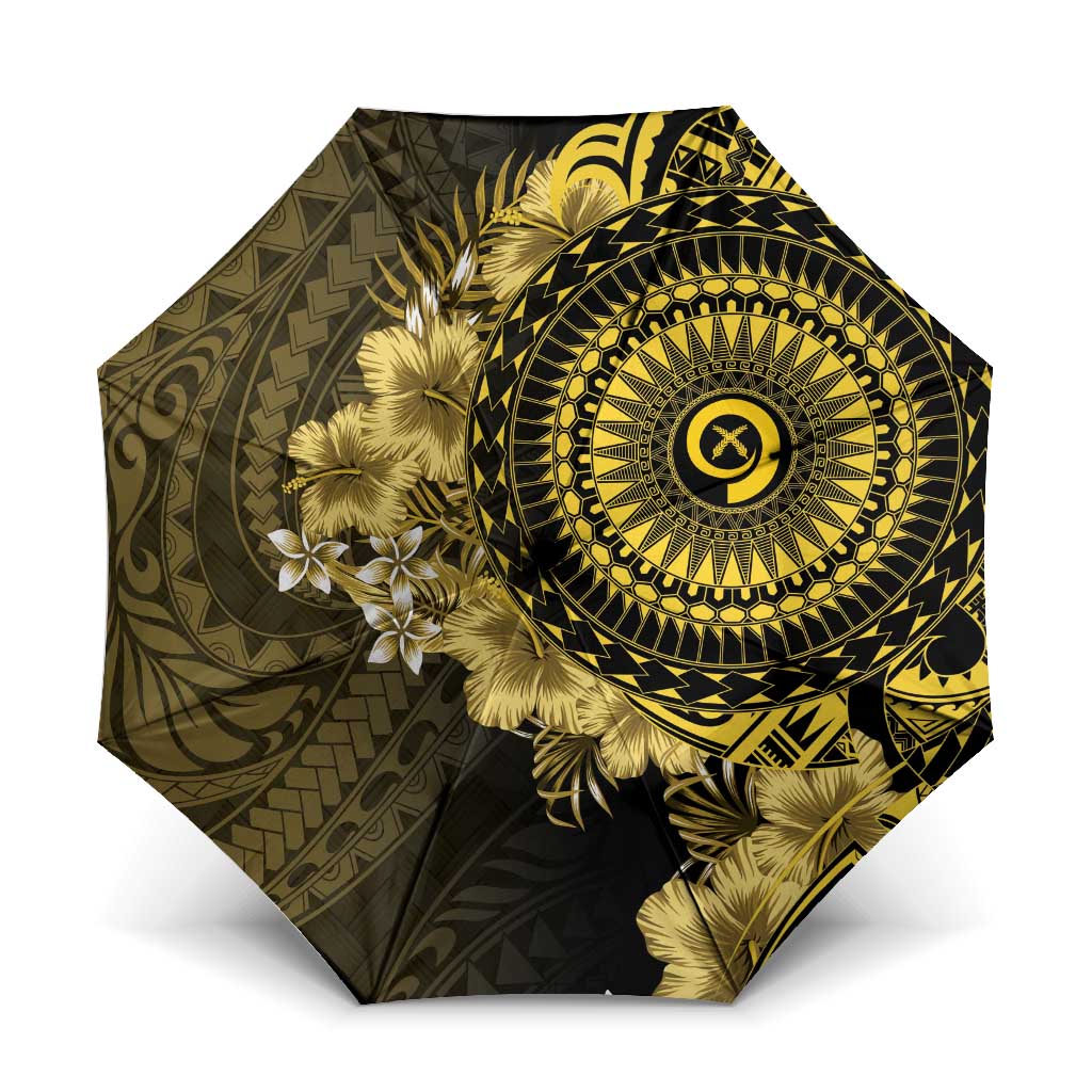 Vanuatu Umbrella Hibisus Polynesian Pattern Gold - Polynesian Pride