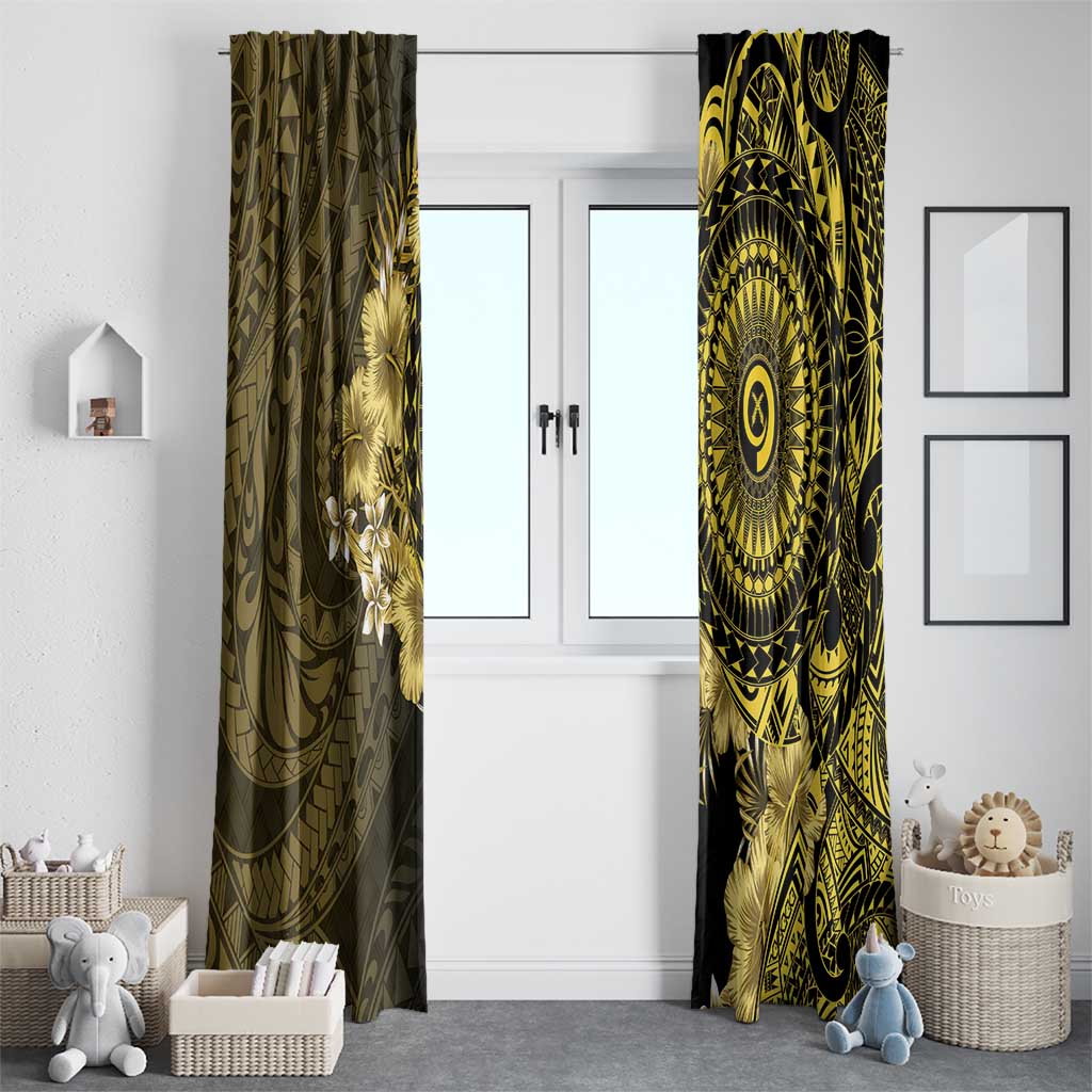 Vanuatu Window Curtain Hibisus Polynesian Pattern Gold - Polynesian Pride