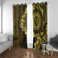 Vanuatu Window Curtain Hibisus Polynesian Pattern Gold - Polynesian Pride