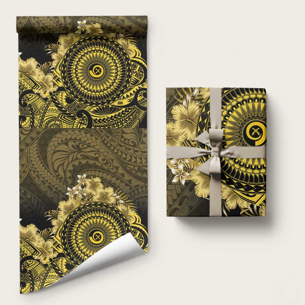 Vanuatu Wrapping Paper Hibisus Polynesian Pattern Gold - Polynesian Pride